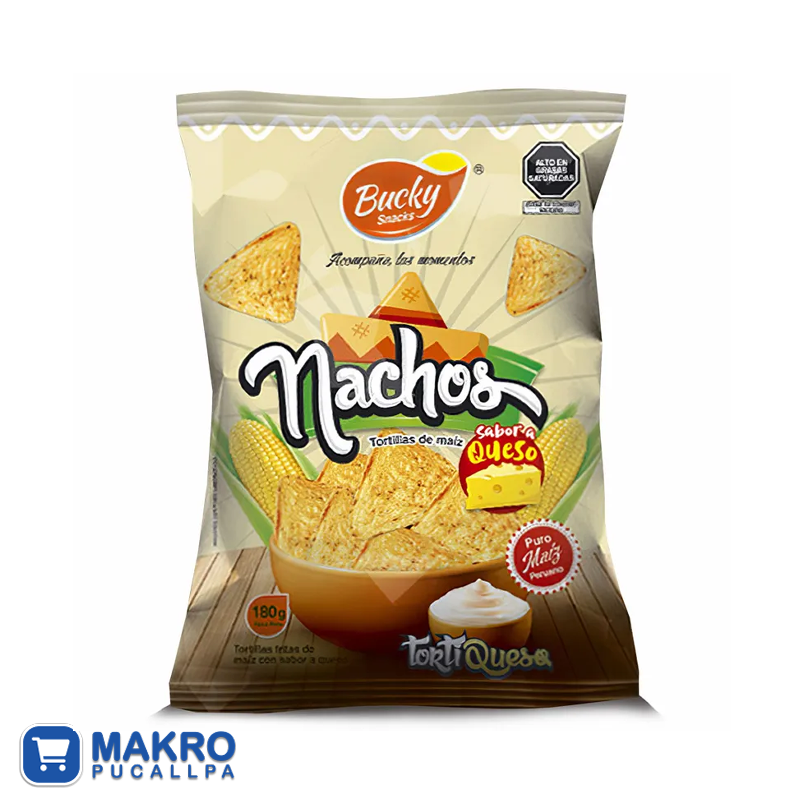 BUCKY NACHOS TORTIQUESO*180GR*15 UNID