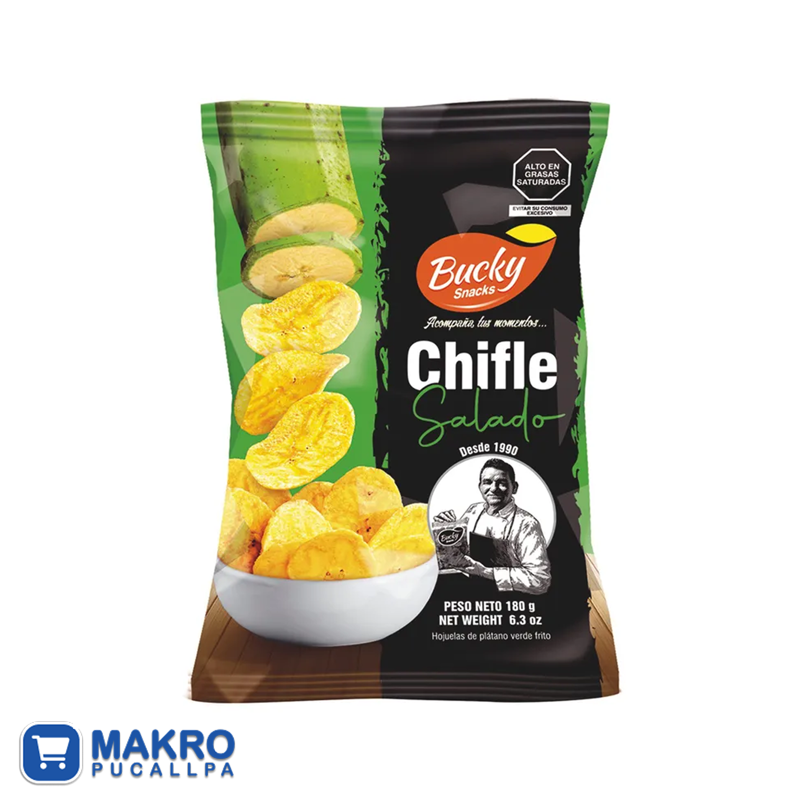 BUCKY CHIFLES SALADOS PREMIUM*180GR CJA*12 UND