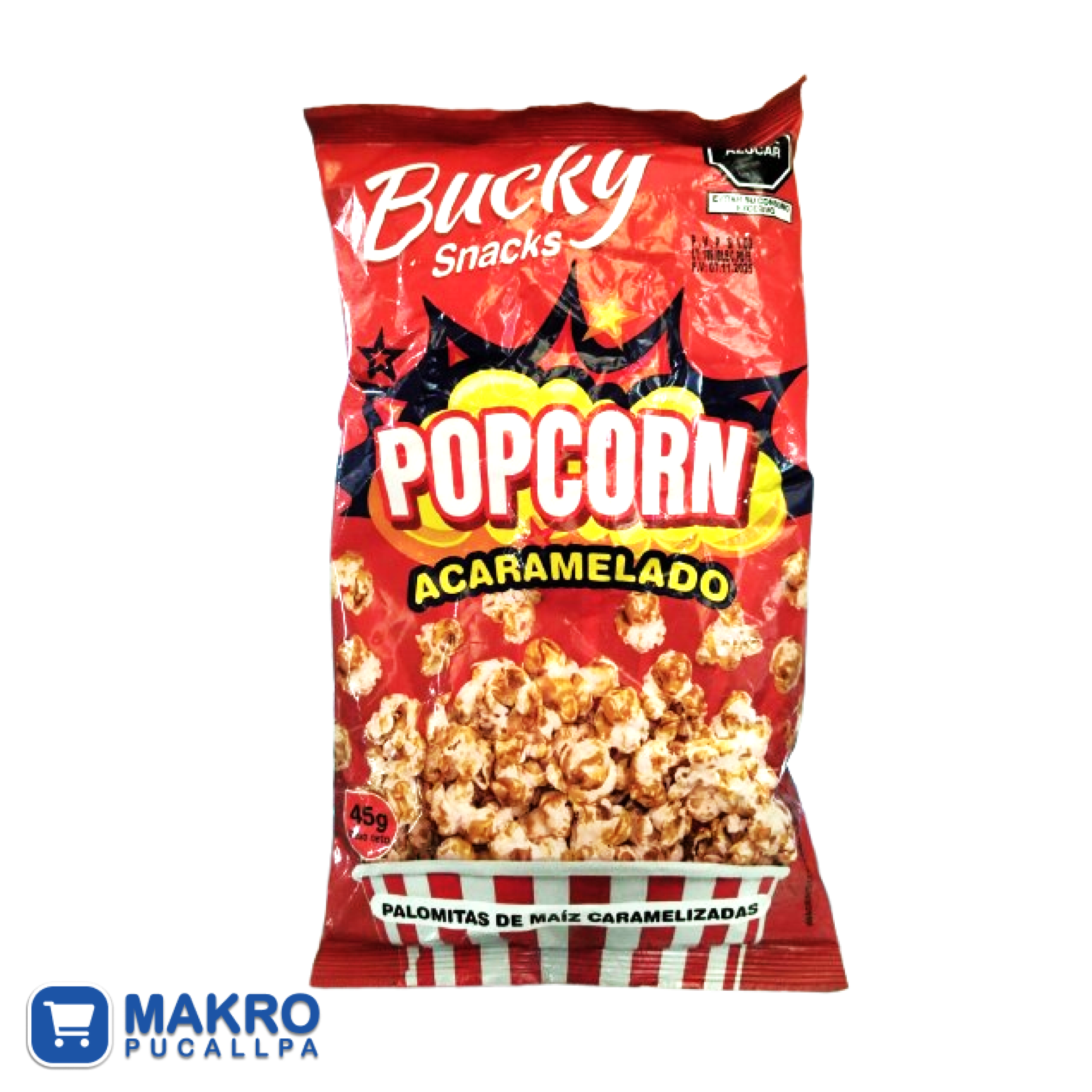 BUCKY POP CARAMELO 45GR TIRA* 6 UNDS CJA* 8 TIRAS