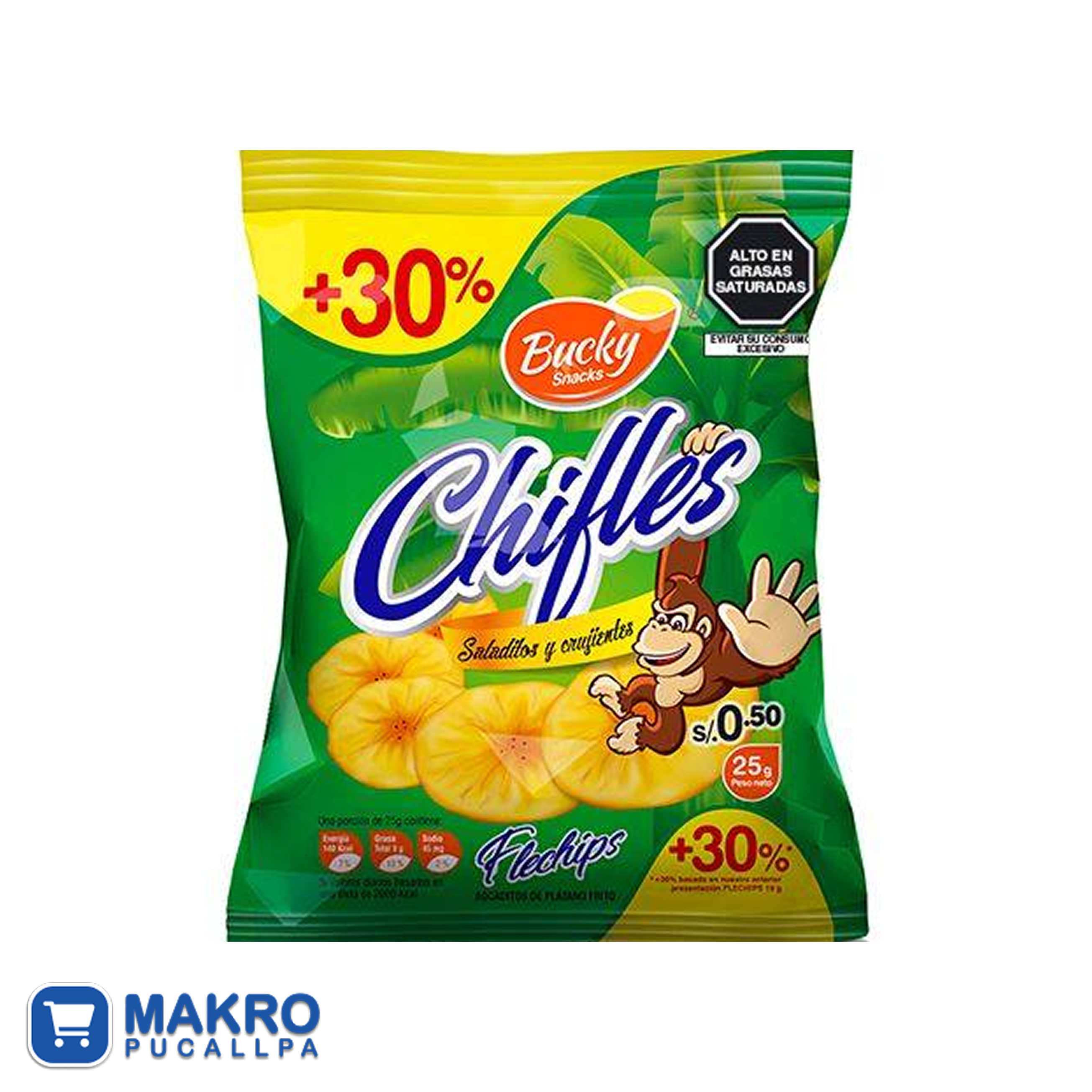 BUCKY CHIFLE SALADO TIRA 26G*12 UND CJA*16 TIRAS