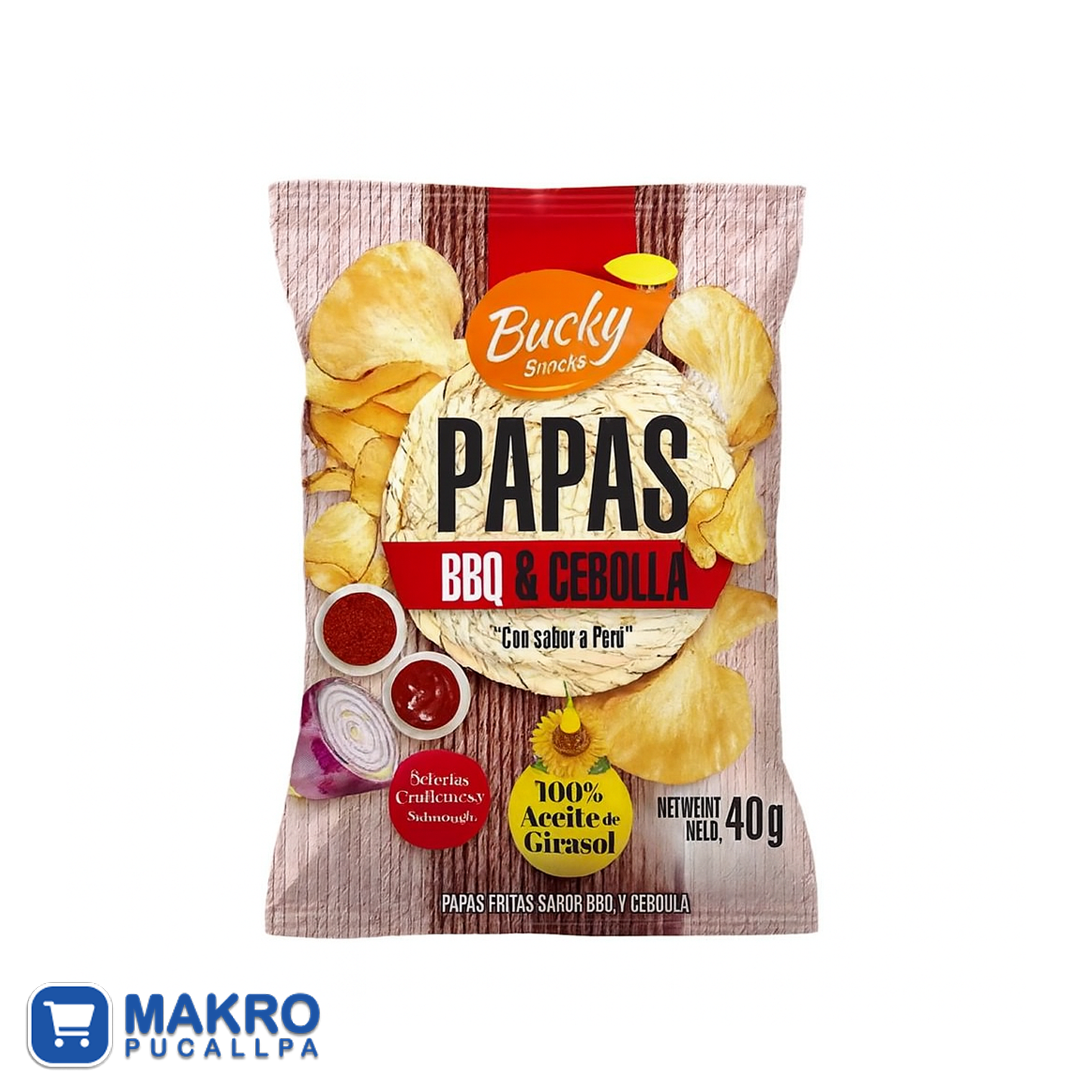 BUCKY PAPAS SABOR BBQ & CEBOLLA 40GR TIRA*6 CJA*9 TIRAS + PROMOCION