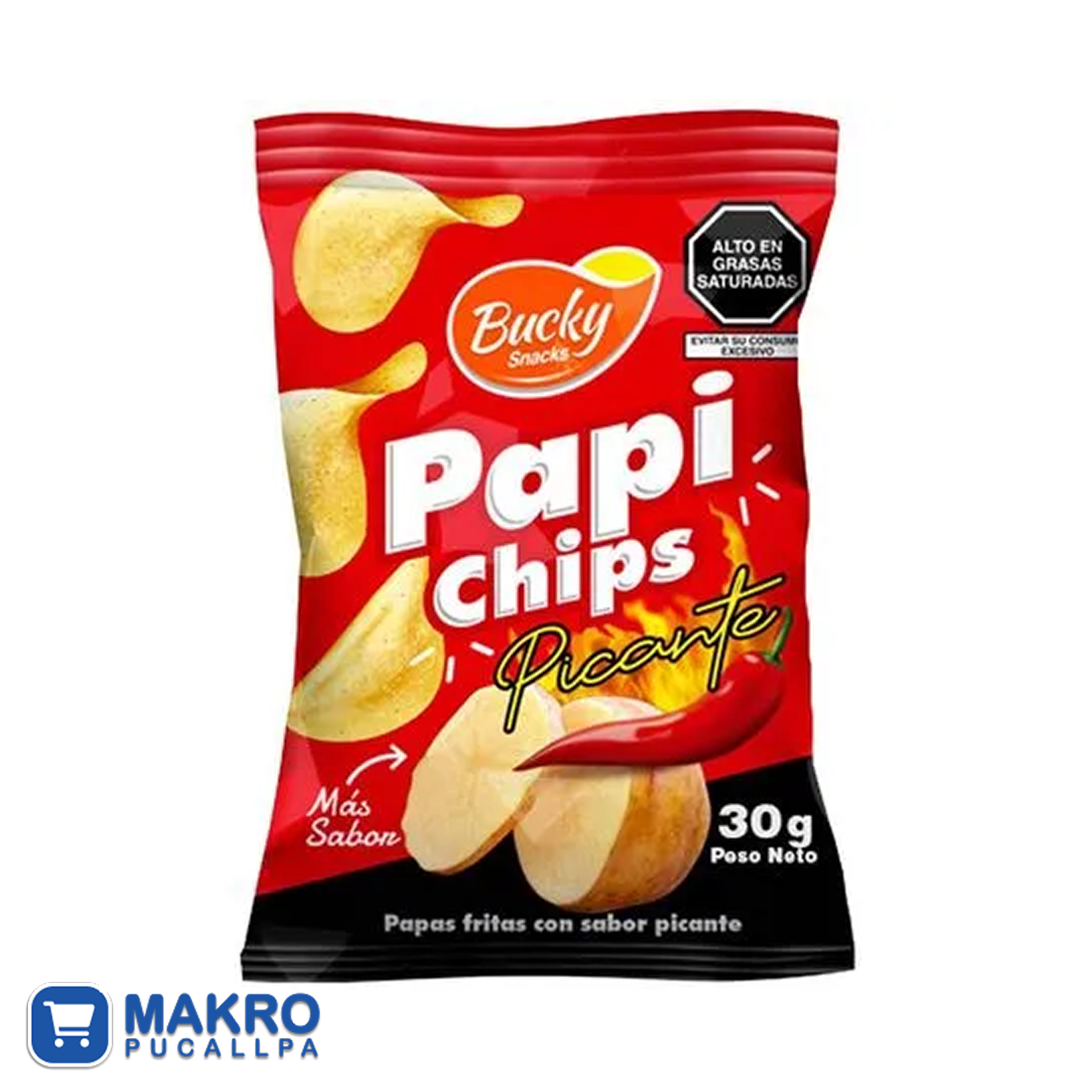 BUCKY PAPI CHIPS PICANTE X 30GR TIRA X 12 UND CJA*9 TIRAS